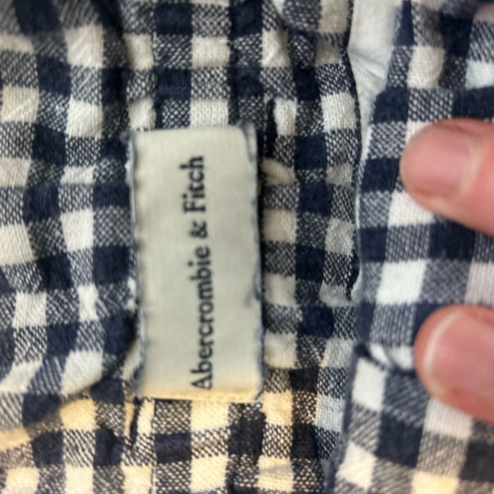 Abercrombie & Fitch Women’s XS Black White Gingham Linen Blend Wide Leg - Picture 5 of 15